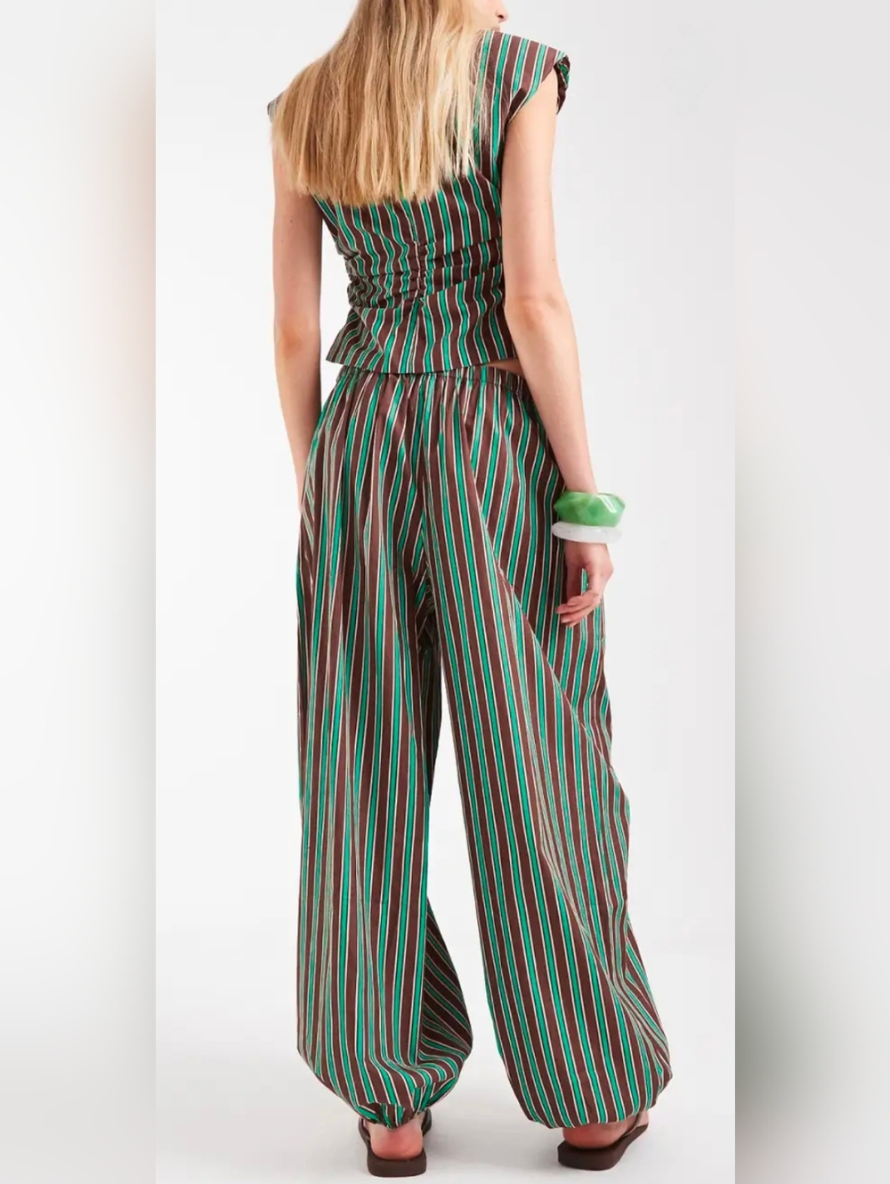 Balloon Pant (Green/Chocolate Stripe) - Picture 4 of 5